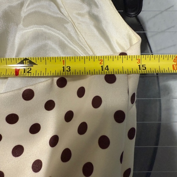 VTG Zum Zum by Niki Livas Cream Brown Polka Dot Babydoll Dress Tulle Bow Y2K - Picture 9 of 11
